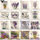 Axyaa Lavender Flowers Pillow Cover 45x45, Farmhouse Home Decor, Purple Decorative Throw Pillow