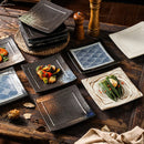 Axyaa Ceramic Square Plate Set for BBQ, Snacks, Sushi & Desserts