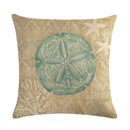 Axyaa Marine Life Linen Pillowcase: Fashion Conch Starfish Shell Sofa Decor Cover