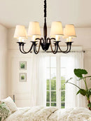 Axyaa Retro Iron Lampholder with Fabric Lampshade LED Chandelier for Bedroom, Dining, Living Room
