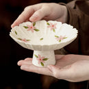 Axyaa Cherry Blossom Ceramic Fruit Plate: Elegant and Exquisite High Footed Design