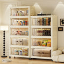 Axyaa 55cm Large Double-Door Storage Cabinet with Swivel Casters, 3-6 Tier for Home Organization