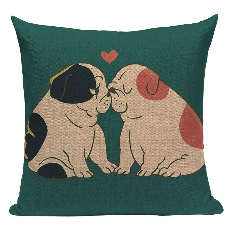 Axyaa Love Pug Dog Cushion Cover Sleep Dog Throw Pillow Case