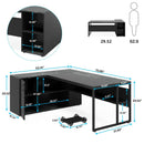 Axyaa Executive L-Shaped Desk with Cabinet Storage and Shelves