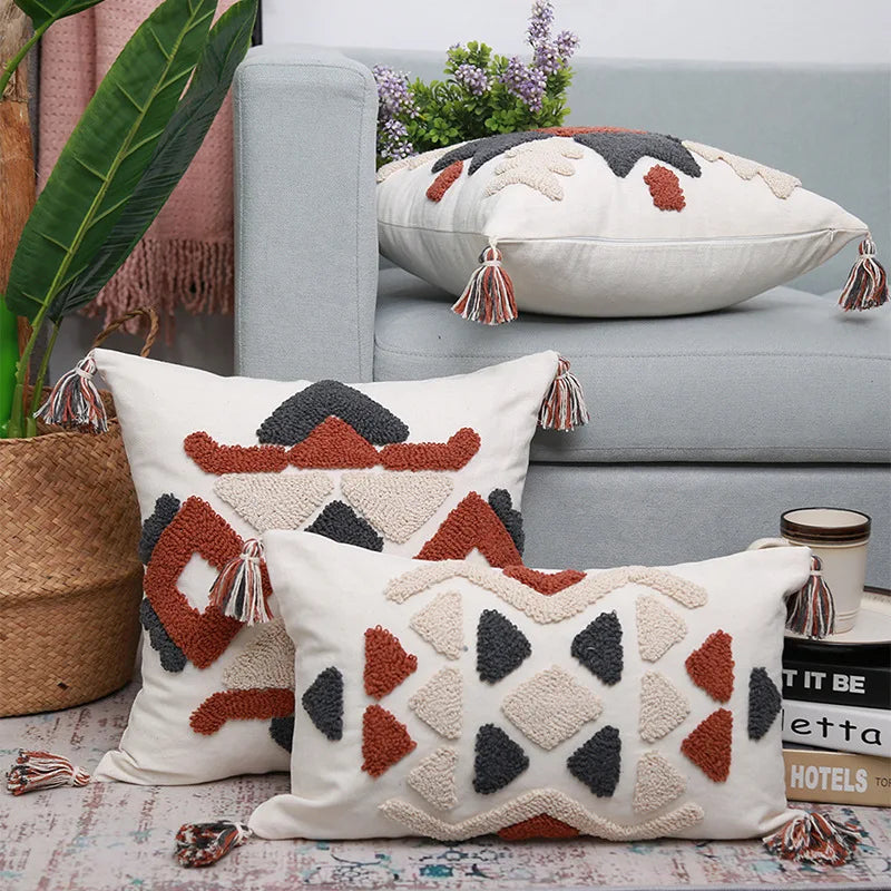 Axyaa Tufted Plush Tassels Cushion Cover for Stylish Home Decor