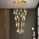 Axyaa LED Diamond Crystal Chandelier for Living Room Staircase - Gold Luminaire