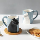 Axyaa 3D Cartoon Cat Ceramic Mug with Handle - Irregular Coffee Cup, Home Office Drinkware