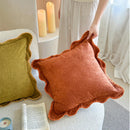 Axyaa Cozy Scalloped Pillow Cover in Orange, Mustard, Green, and Coffee Shades