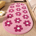 Axyaa Pink Flower Pattern Plush Carpet: Soft, Thick, Washable Rug for Bedroom & Living Room