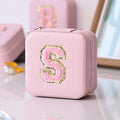 Axyaa Sequin Letter Jewelry Box with Mirror - Cute Portable Organizer Gift