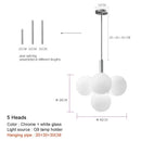 Axyaa Nordic Glass Ball LED Pendant Light - Minimalist Living Room Chandelier