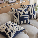 Axyaa Bohemian Tufted Navy Fringe Geometric Throw Pillow Cover