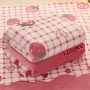 Axyaa Cartoon Strawberry Fleece Blanket: Soft Warm Winter Bed Sofa Nap Plush Shawl Blanket