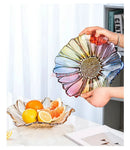 Axyaa Melon Seed & Fruit Plate Set on Crystal Glass Coffee Table