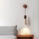Axyaa Nordic LED Wall Lamp with Pull Chain Switch in Yellow Travertine