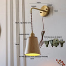 Axyaa Ash Wood LED Wall Lamp with Pull Chain Switch and Adjustable Copper Socket