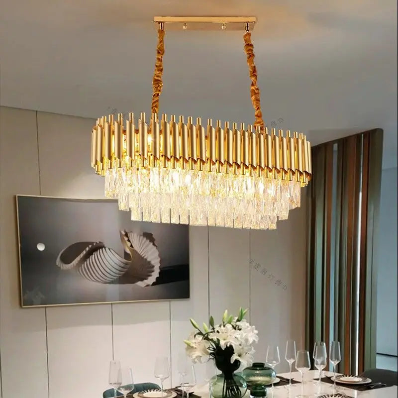 Axyaa Crystal Pendant Chandelier for Modern Luxury Living Room, Villa, Hall, Bedroom, and Dining Area