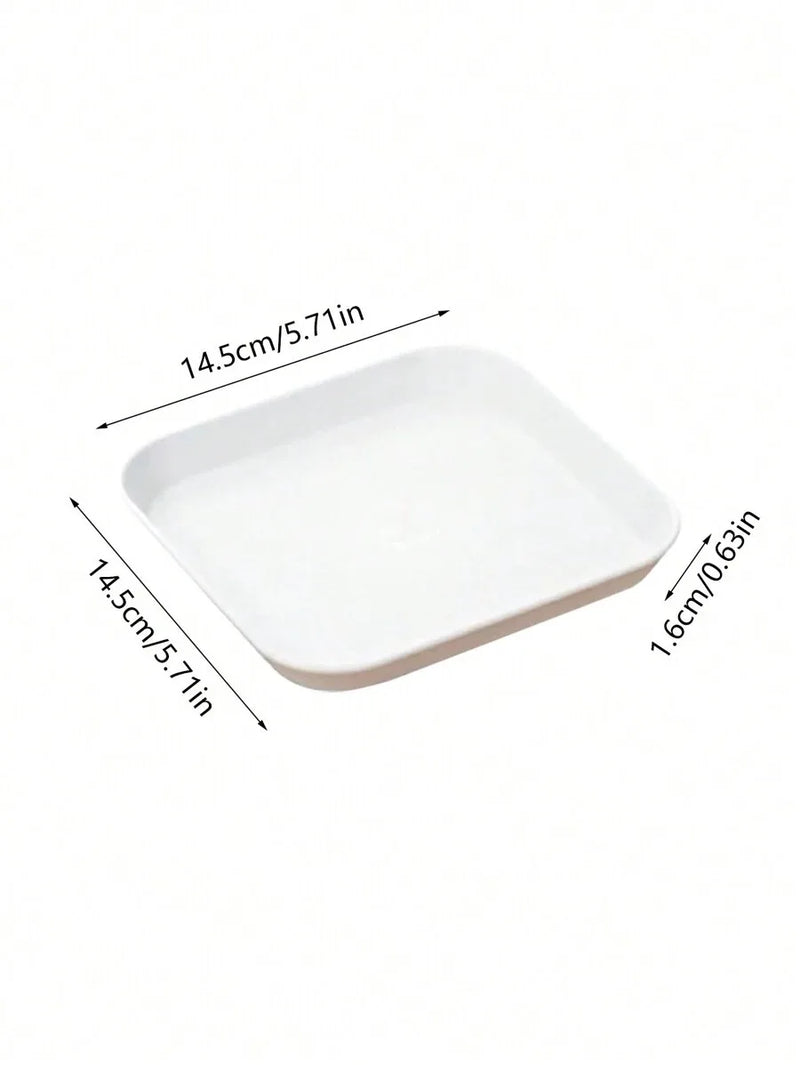 Axyaa White Plastic Square Dessert Plate Set for Family Camping, Picnic, Restaurant