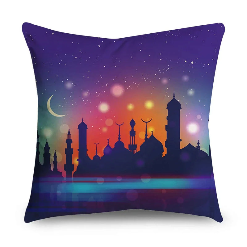 Nordic Eid Ramadan Moon Lantern Pillow Case 45x45cm by Axyaa