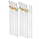 Axyaa Glass Straws Set with Brush - 8Pcs Reusable Smoothie Cocktail Bar Accessories