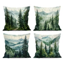 Axyaa Misty Forest & Mountain Pattern Pillowcase - Sofa Bedroom Car Cushion Cover