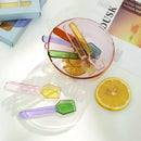 Axyaa Two Tone Glass Spoon Set - 3-Piece Milk Dessert & Ice Cream Shovel Shape