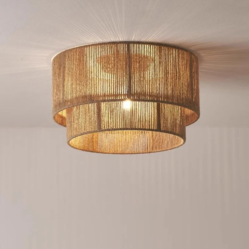 Axyaa Retro Hemp Rope Pendant Lights for Dining Room & Restaurant