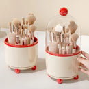 Axyaa Rotating Makeup Brush Holder with Lid - Clear Brush Organizer