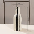 Axyaa Geometric Stripes Wave Ceramic Vase - Handmade Irregular Design