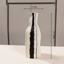 Axyaa Geometric Stripes Wave Ceramic Vase - Handmade Irregular Design
