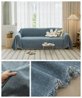Axyaa Solid Non-Slip Sofa Cover with Tassel Edge - Breathable & Washable