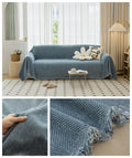 Axyaa Solid Tassel Edge Sofa Cover, Non Slip, Breathable & Washable for Home Decoration