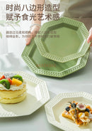 Axyaa 9-Inch Ceramic Breakfast Plate - Cream Wind Design