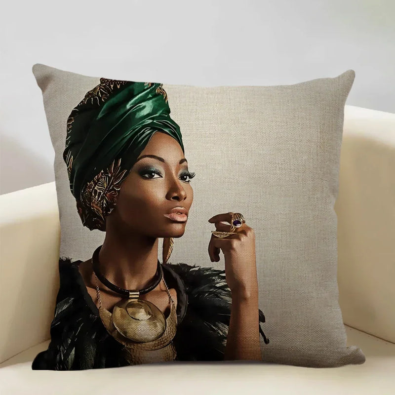 Axyaa African Lady Sofa Pillow Cover: Stylish Decor for Bedroom, Hotel, Cafe