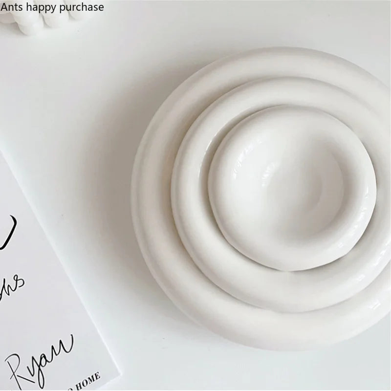 Axya White Ceramic Dinner Plate Breakfast Salad Bowl Snack Tray Dessert Fruit Dish