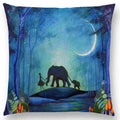 Cute Cat Moon Night Wonderland Witch Halloween Dance Pillow Cover by Axyaa
