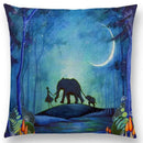 Cute Cat Moon Night Wonderland Witch Halloween Dance Pillow Cover by Axyaa