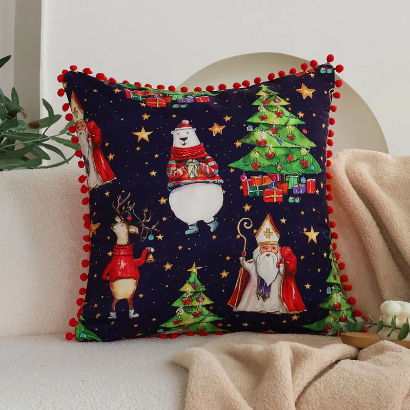 Axyaa Christmas Cushion Cover with Balls - Festive Living Room Decor - 45x45