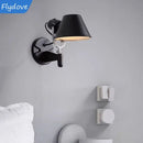 Axyaa Metal Straw Hat LED Wall Lamp with Rotatable Light, Bedroom Study Reading E27 Switch, Adjustable Lighting