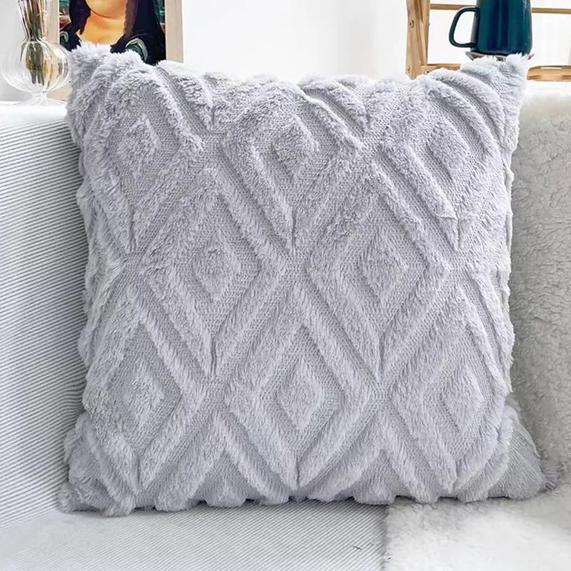Axyaa White Faux Fur Velvet Pillow Covers 18x18 - Decorative Cushion Cover 45*45