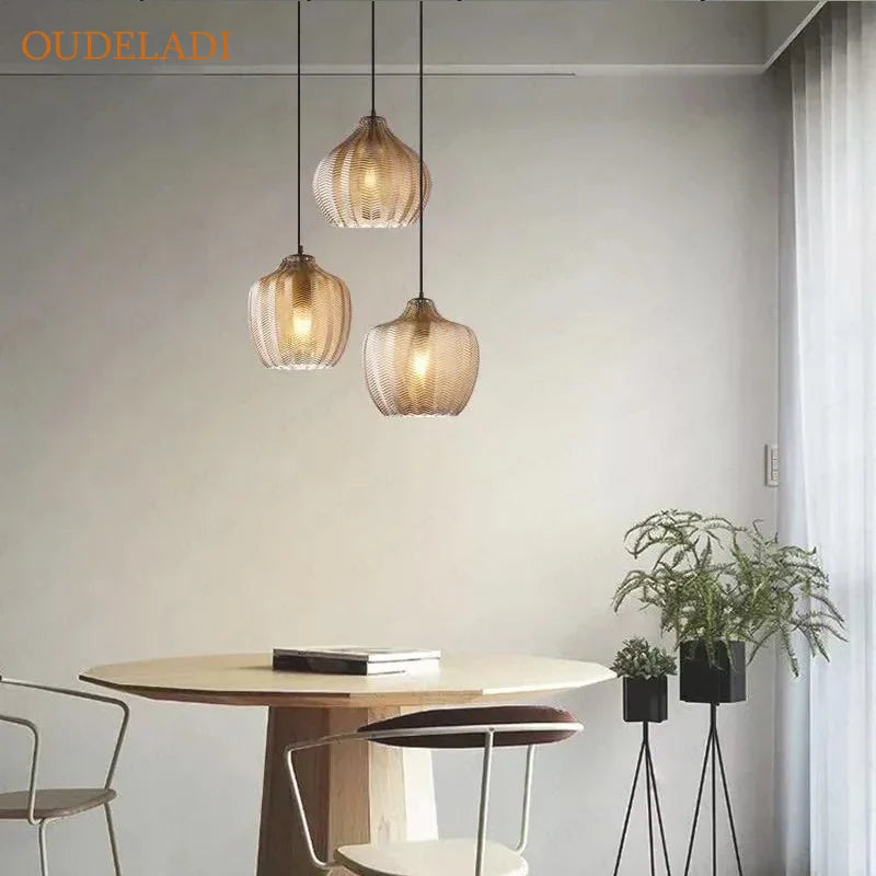 Axya Nordic Amber Glass Pendant Light for Kitchen, Restaurant, Bedroom