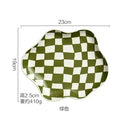 Retro Checkerboard Ceramic Plate Dessert Plate Set for Home Decor by Axyaa