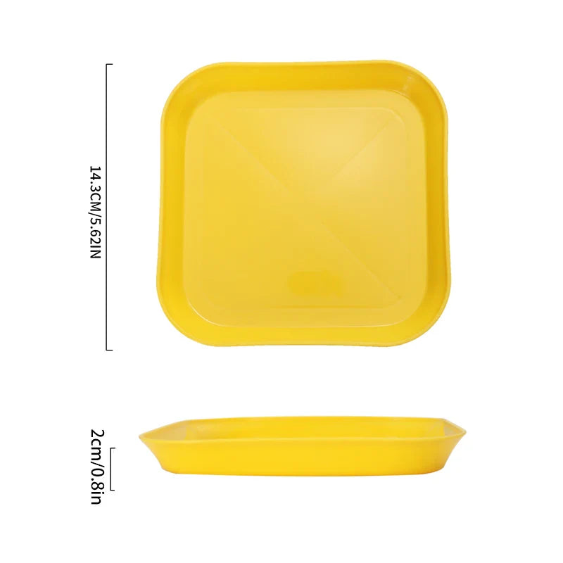 Axyaa Yellow Plastic Snack Plate Set for Home Kitchen Restaurant Dessert Fruit