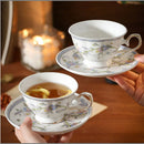 Axyaa Nordic Lace Coffee Mug and Saucers - Vintage Floral Ceramic Teacup