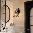 Axyaa Wrought Iron Glass Wall Lamp - Retro LED Decorative Lighting for Bedroom, Living Room