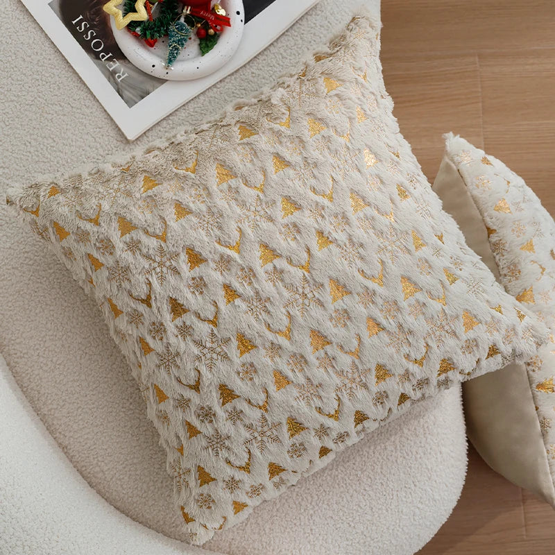 Axyaa Tree Deer Snowflake Cushion Cover 45x45cm for Home Decor & Christmas Party