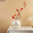 Axyaa Ceramic Vase: Gradient Pearl White Desk Decoration for Flowers Arrangement