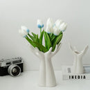 Axyaa Ceramic Hand Vase for Home Decor & Flower Arrangement