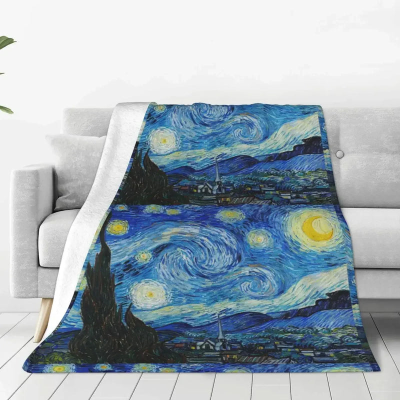 Axyaa Starry Night Flannel Galaxy Blanket - Lightweight Multi-function Sofa Throw