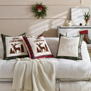 Axyaa Christmas Plaid Elk Pillow Cover Embroidered Jacquard Sofa Cushion
